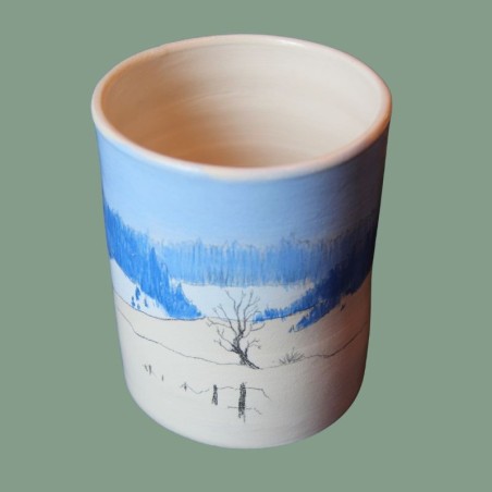 Pot à crayons paysage enneigé